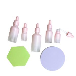China Pink Gradient Color Square Dropper Bottle Serum Luxury Empty 20ml 30ml 50ml 100ml wholesale