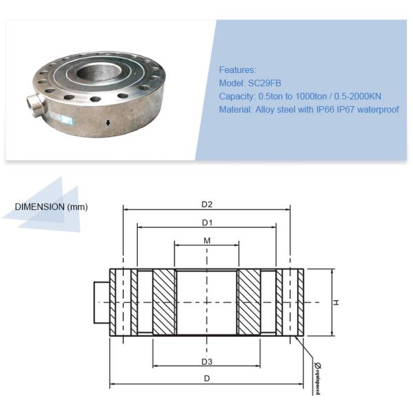700±5 ohm Output Resistance SC29FB Accuracy Wheel Shape Pancake Type Sensor 10kN Load Cell for Weight Measurement