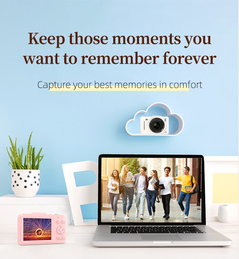 Retro Digital Camera 4K for Travel 2.8" IPS Screen 16X Digital Zoom Anti-shake Vlogging Mini Digital Cameras