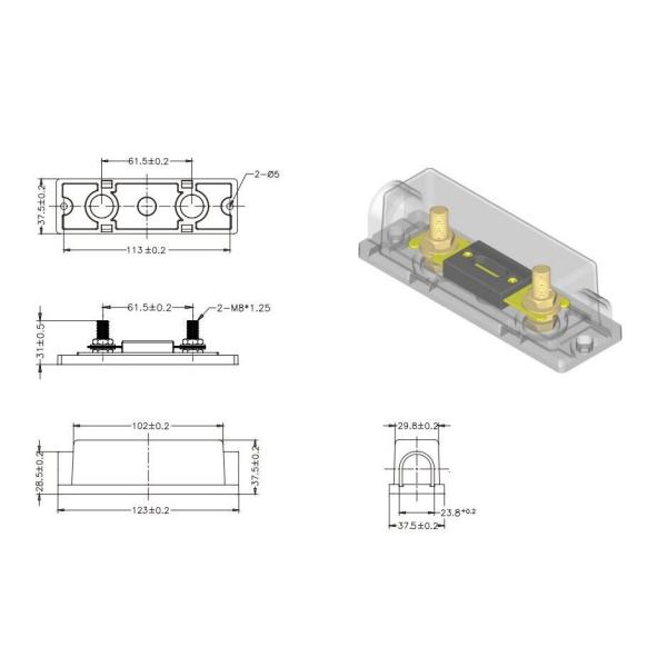 Low Voltage 32V DC Transparent Base Car Accessories Audio Automotive Car ANL Auto Fuse Holder