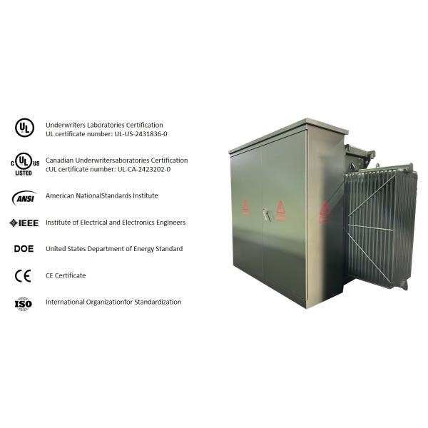 UL Certified 3750 KVA Three Phase Pad Mounted Distribution Transformer 12470V To 480V ANSI IEEE DOE 2016 Standards