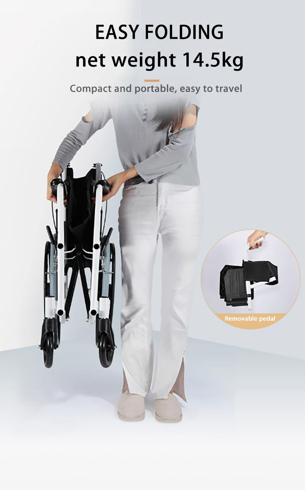 Premium Foldable Portable Wheelchair for Daily Use and Rehab