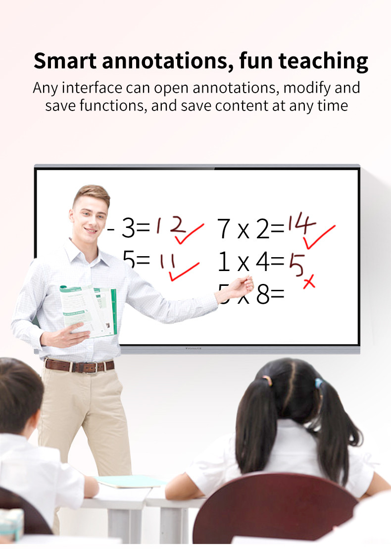 All In One LCD Interactive Whiteboard 86 Inch Teaching Use 4K Display Touch