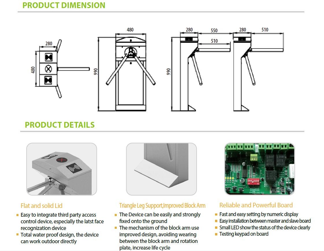 TR120 Drop Arm Tripod Turnstile Medium Security Level Barrier SU304