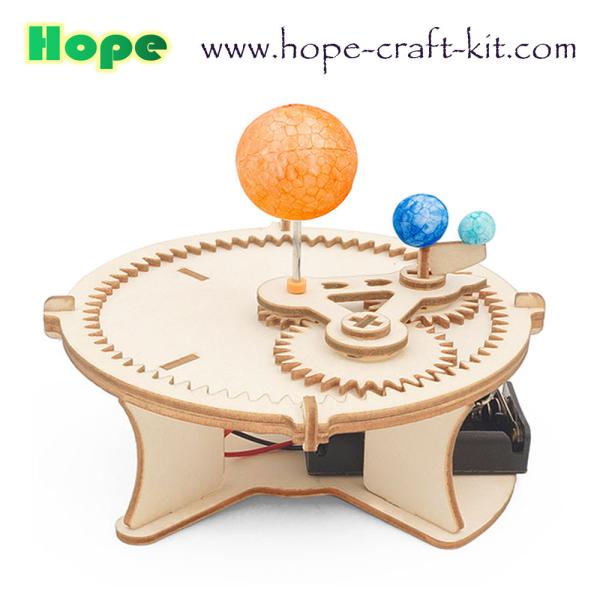 Quality Science Earth Moon and Sun Solar  Moving Orbit Experiment Wooden Color Model Toys Kids DIY Toys STEM astronomy Education for sale