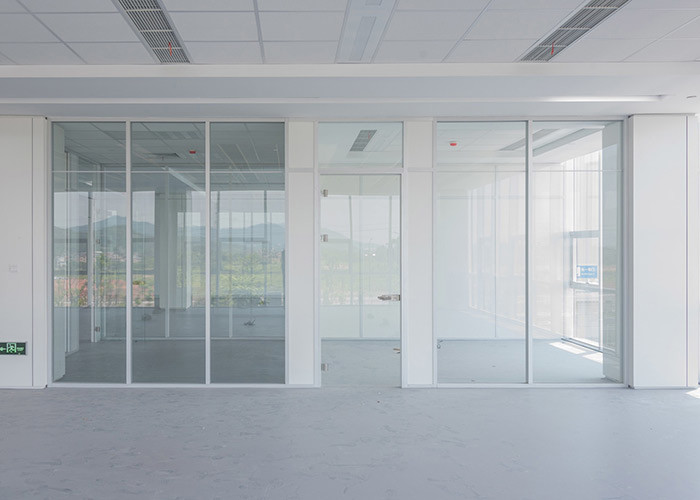 Fast Installation Glass Office Partition Walls Frameless Colorful Frosted Glass Reduce Noise 45db