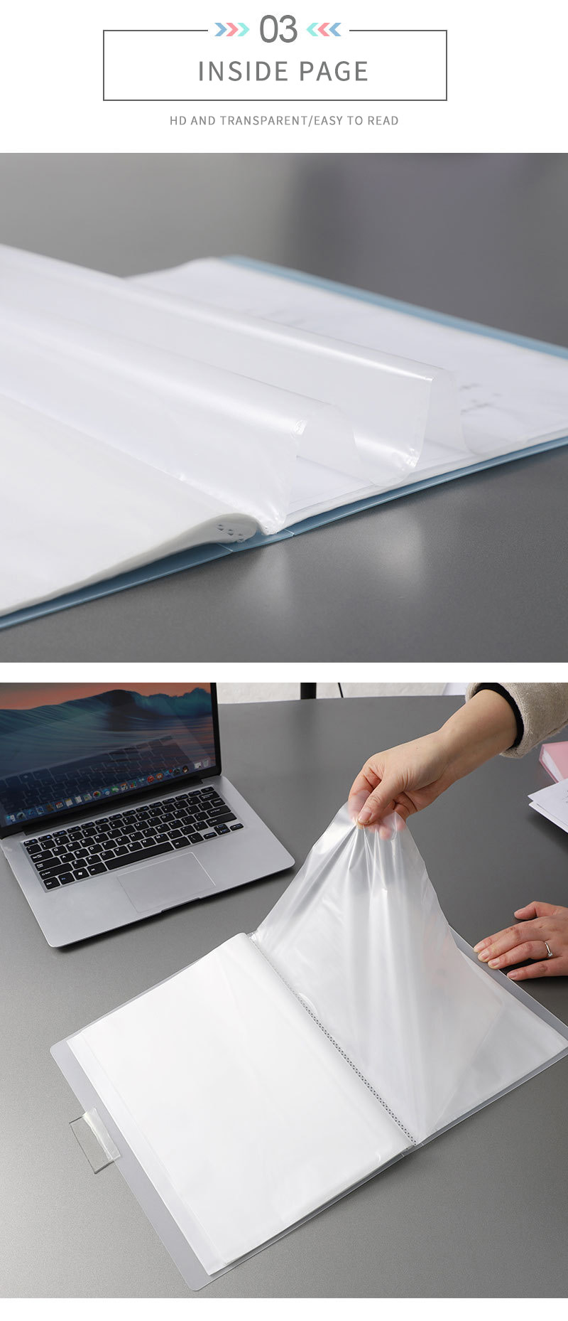 40 Pages Candy Color Binder Folder A4 Size Display Book PP Clear Pocket Conference File Folder