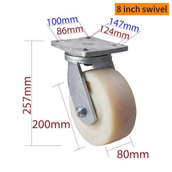 EDL Extra Heavy Duty 8 Inch Caster 1700kg Load For Industrial Workshop Use 938-26