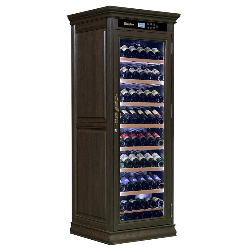 Custom Wine Cooler Furniture Single Zone Brown Wood Drinks Cabinet