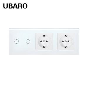 China Euro Standard 2 Gang 2 Socket Type 228 Touch Switch Socket Combination For Circular Mounting Box wholesale