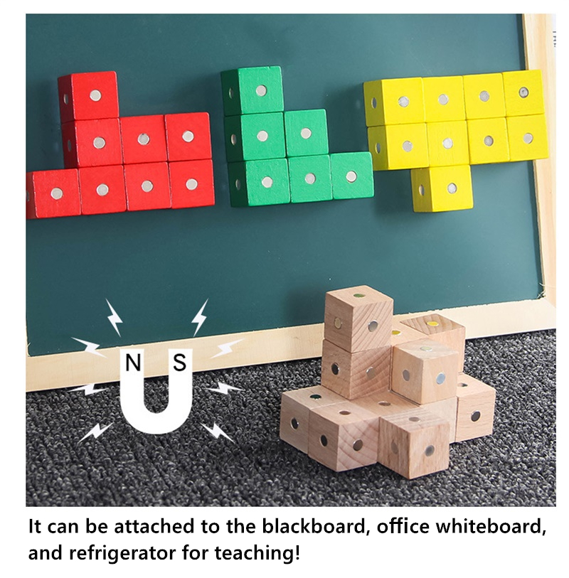 Educational Square Cube Rainbow Magnetic Blocks 10pc 2X2X2cm Wooden