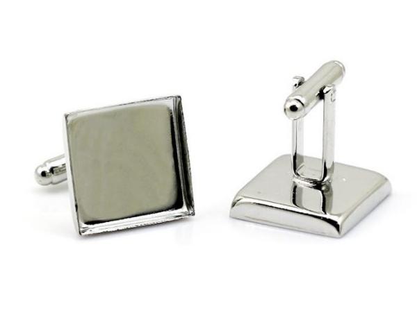 Quality Rectangle shape brass cufflink with nickle color for sale