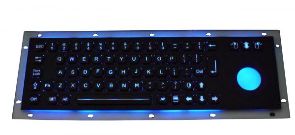 Quality 69 keys Rear panel mount Black Industrial USB Keyboard  with chamelone backlight trackball for sale