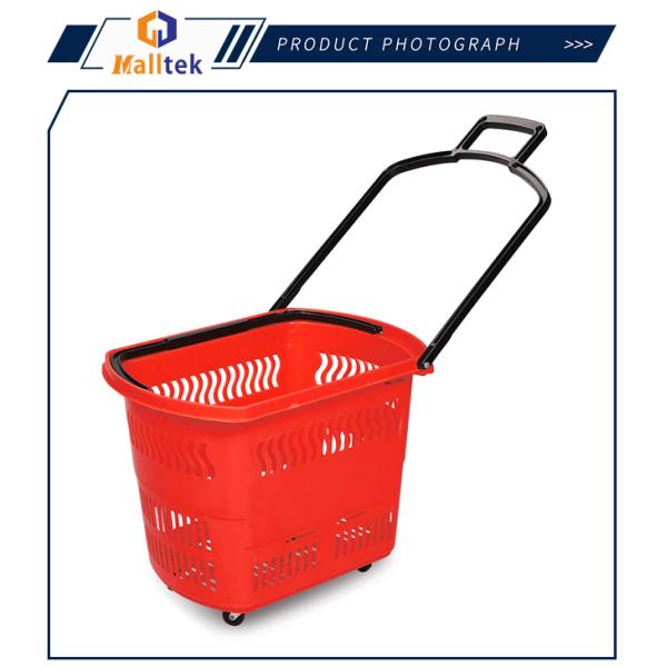PU Wheels Rolling Shopping Baskets For Supermarket