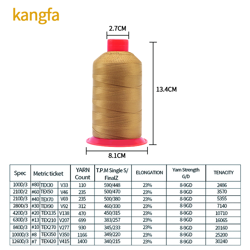 High Temperature Industrial Materials Bonded Nylon Polyester Tex70 210D/3 Thread Twisted