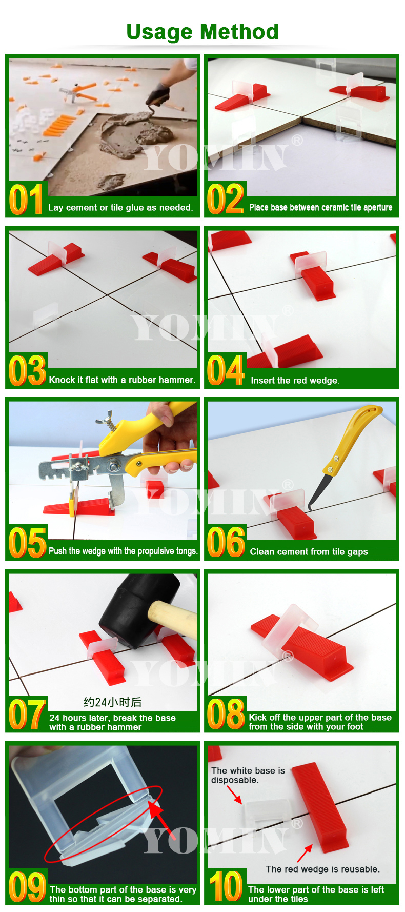Floor Tile Leveling System Clips and Wedgs Plastic Ceramic Leveling System Tile Tool