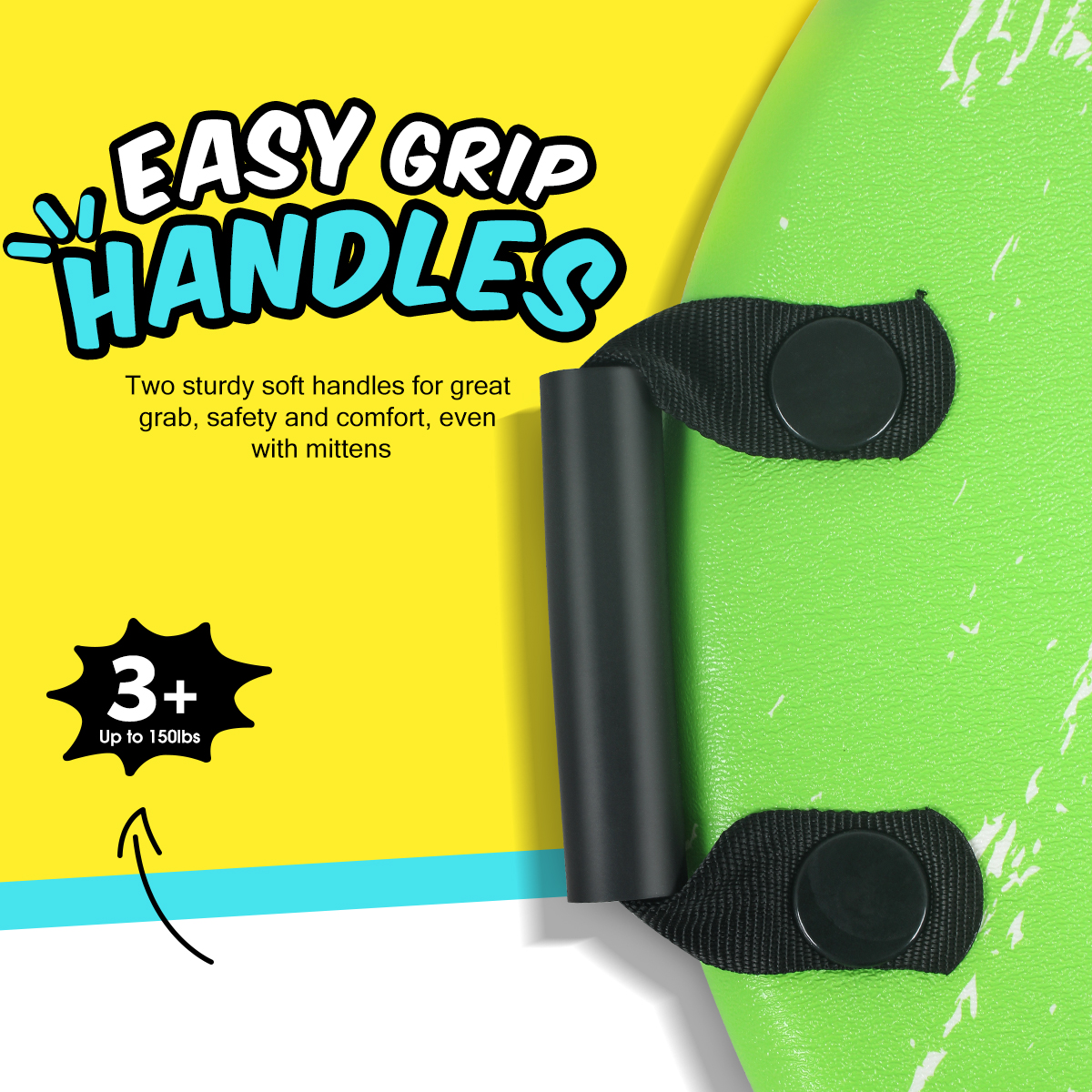 Teenagers' Round Skiing Snow Sleds with Handle Durable XPE Foam Construction