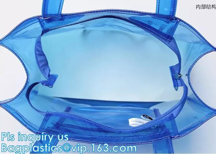 handle colorfull bag pvc zipper bag, Custom PVC Loop Handle Image Printed Plastic Shopping Bag, PVC handle plastic bags
