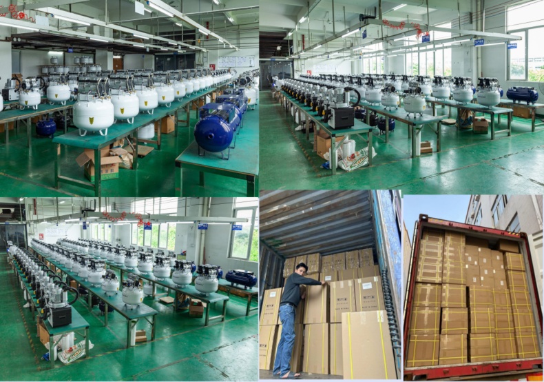 ISO Approved Dental Compressor Portable Oil Free Air Compressor with Silent Cabinet Gery Color Silent Compressor with Box