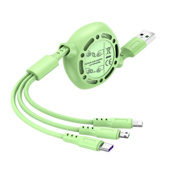 Quality Fast Charging Cable USB Type C 5A Data Charge Liquid silicone Cord Extractable 20cm to 100cm for sale