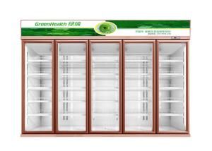 China Shop Commercial Beverage Cooler 5 Glass Door Refrigerator Freezer Fan Cooling Type on sale