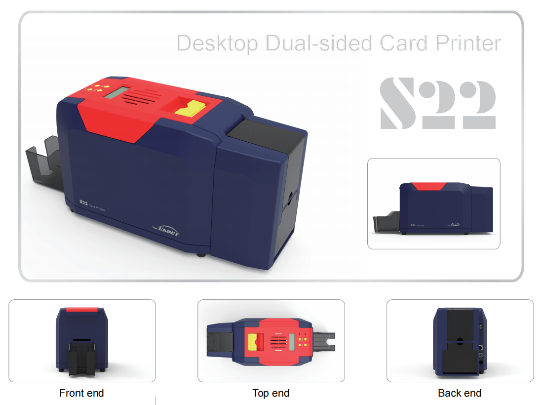 S20/S21/S22 Plastic / PVC ID Card Printer High Speed Double Or Single Side Printing