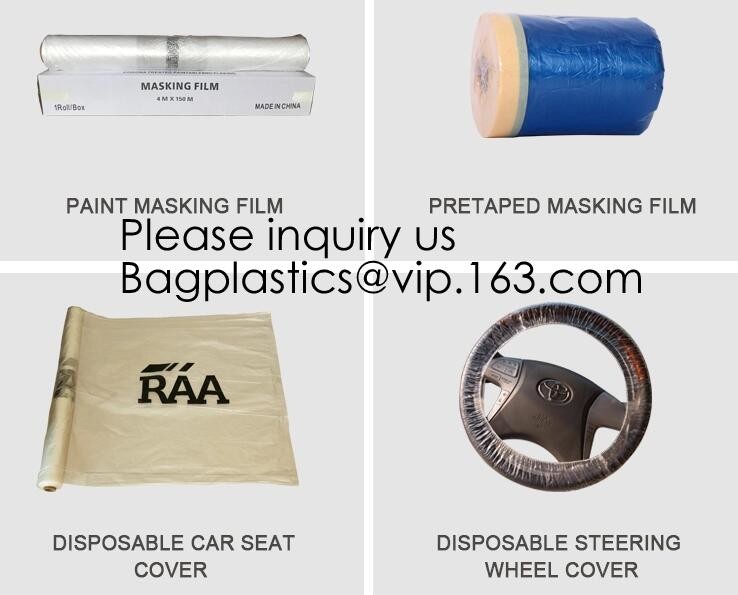 Disposable Plastic Car Cover with Elastic Band Medium Size, Kit De Protection, Car Clean Kit, car protection disposable