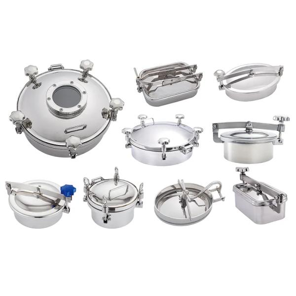 Sanitary Non Pressure Oval Manhole Cover in Stainless Steel with Equal Connection