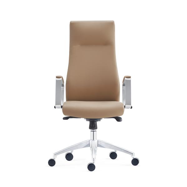 60 PU Castors Leather Office Swivel Chair 25.4KG 350 Polish Aluminum Base
