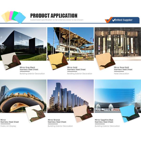 Color Coated Stainless Steel Metal Sheet 316 304 4x8 PVD 8K 3D Wall Gold Mirror