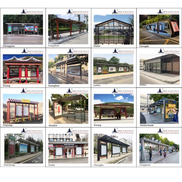Toughened Glass W1500mm LCD Screen Solar Bus Shelter