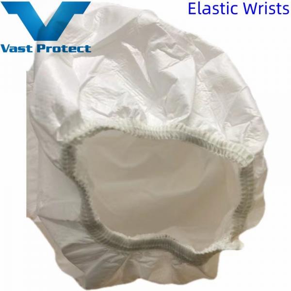 En ISO 13982 Disposable White Breathable Anti-Static Waterproof Microporous Coverall