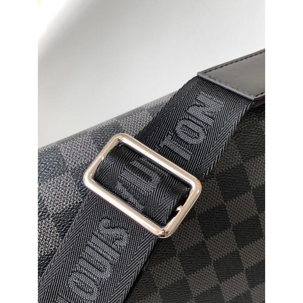 Louis Vuitton Branded Mens Bag District PM Damier Messenger Bag Graphite Black