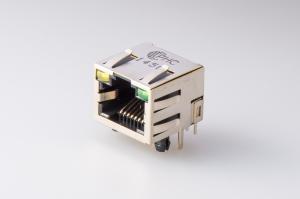 China Single Port Shield RJ45 Modular Connector Thru - Hole With LED EMI Finger / Gold Plated on sale
