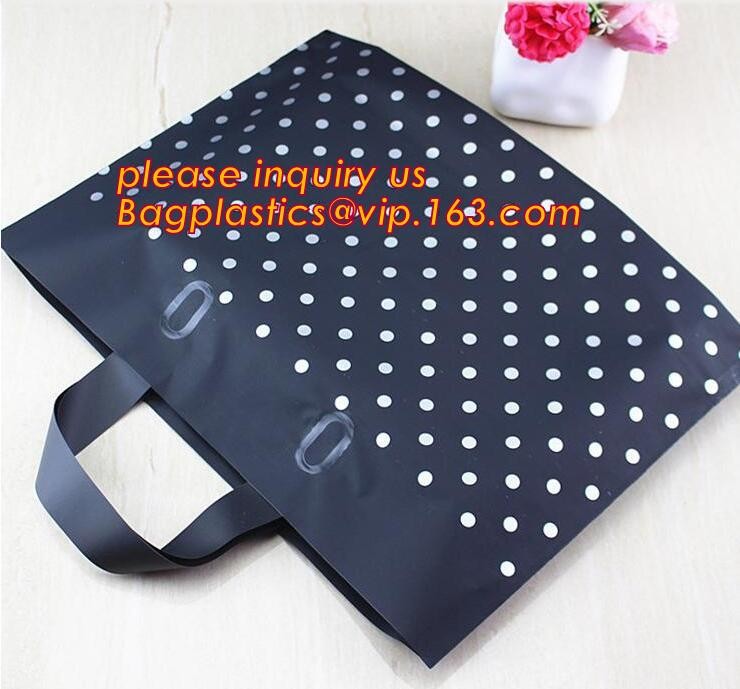 Promotional customized high quality soft loop plastic cloth bag,manufacturer custom soft loop handle polyethylene PE pla