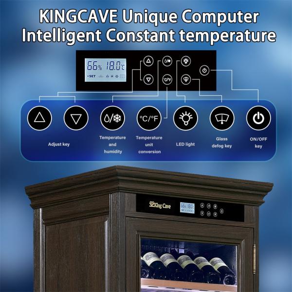 Classic Dark Brown Wood Wine Cooler With Touch Control Panel And Locker Custom Wine Cooler Cabinet With Touch Control Panel And Locker