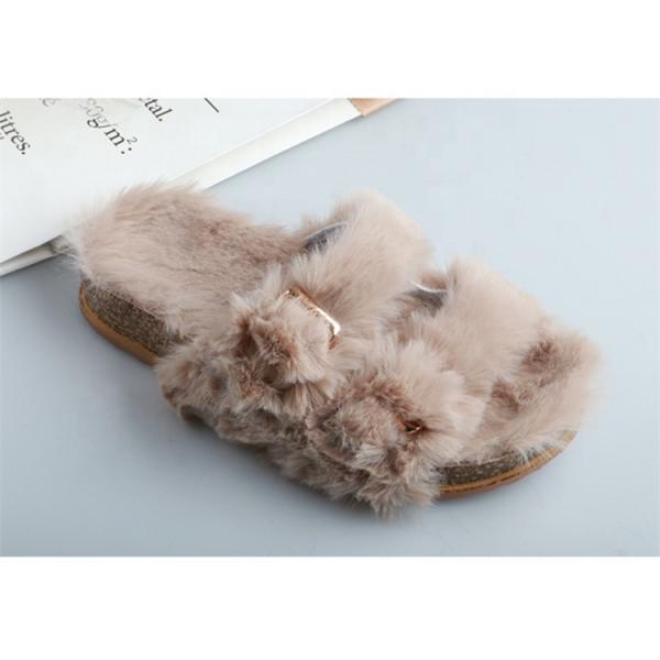 Quality Janbal Faux Fur Womens Soft Bottom Slippers Imitation Rabbit Hair for sale
