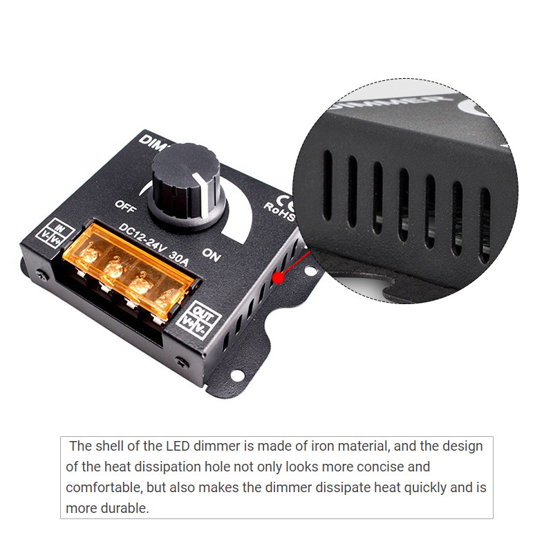 30A 12V LED Dimmer Switch Stepless Brightness Adjustment For LED Single Color