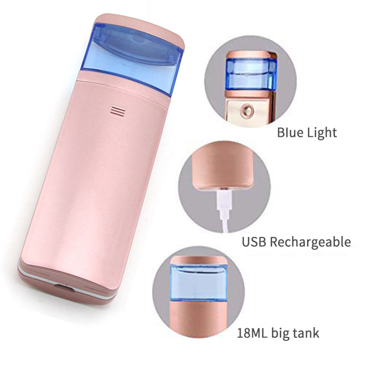 USB Rechargeable Nano Facial Mister , Textured Sliding Mini Handy Mist Sprayer