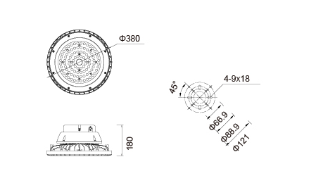 IP65 Cree Outdoor LED Canopy Lights / 70W 80W Round LED Canopy Light