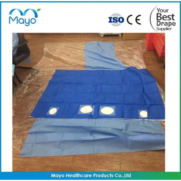 Sterile Femoral Angio Drape 240cm x 370cm Blue SMS Material