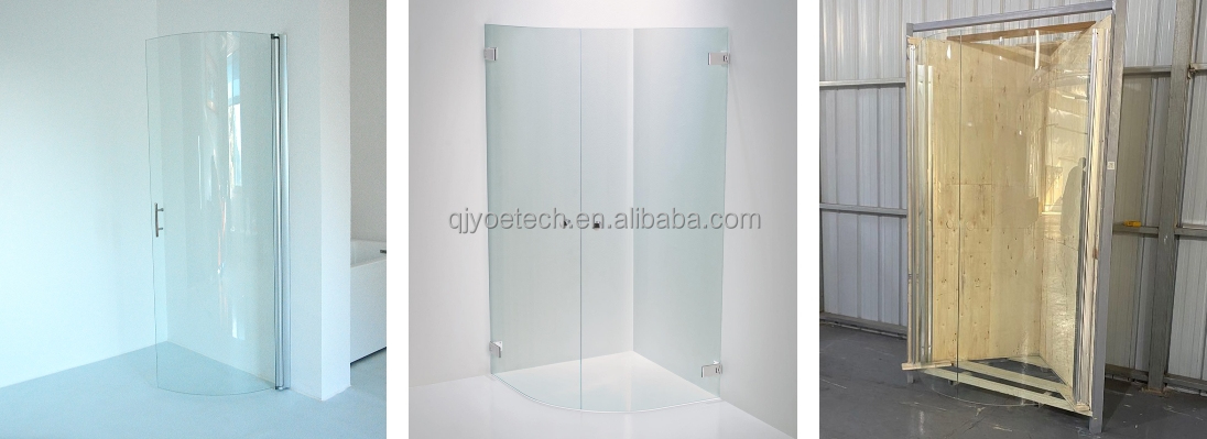 3-15mm Thickness J-Shape Curved Tempered Shower Glass for Bathroom Modernization Project