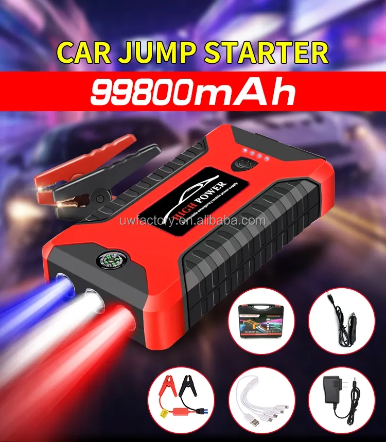 Hybrid Inverter Compatible 12V/24V Multi-Function Jump Starter with Air Compressor and 600A Portable Battery Charger