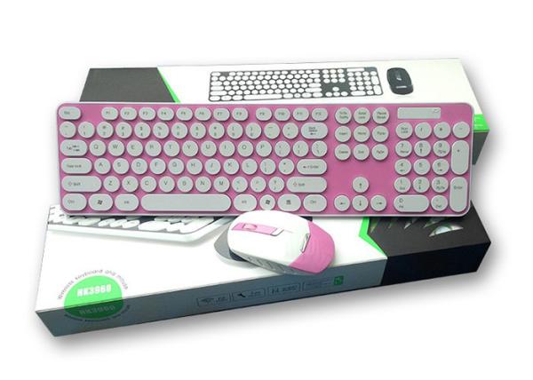 Quality Customized Layout 2.4G Backlit Wireless Keyboard And Mouse Combo Pink Color for sale
