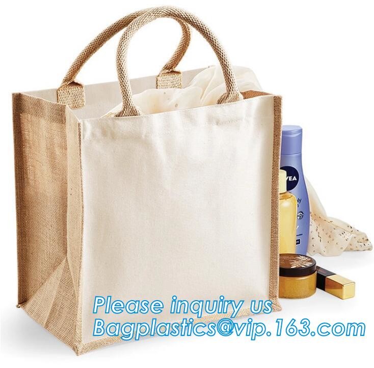 JUTE STORAGE BASKET WITH COTTON ROPE HANDLES,Burlap fabric jute toy storage basket for home storage organization bagease