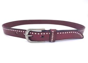 China 2.8cm Red Women's Fashion Studded Leather Belt With Antique Silver Buckle wholesale