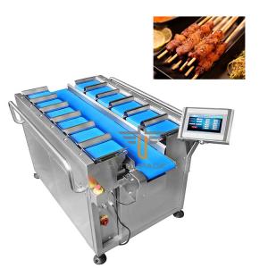 China PLC Electronic Weighing Scales Steak Fish Chicken Seafood Shrimp Sausage Weight Multiheads Belt Feeder Combination wholesale