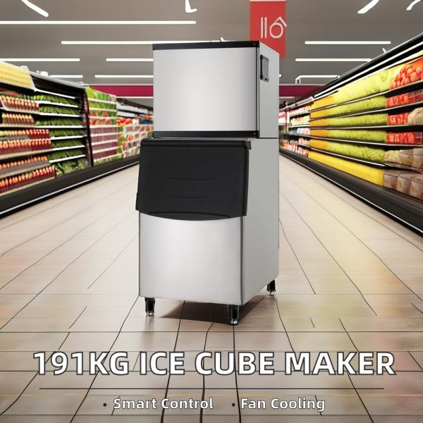 Commercial Home Business 191kg Block Ice Maker LED Automatic Cube Machine for Supermarket Use Single-Temperature Home