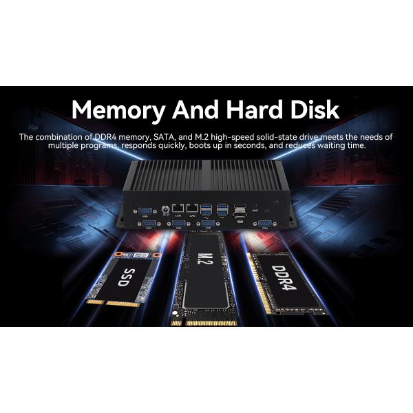 DDR4 32GB Industrial PC Intel Core i7 10510U Dual LAN SATA SSD Mini PC WiFi