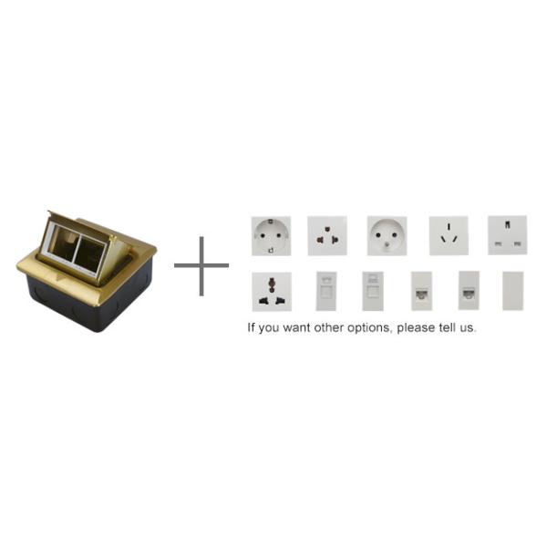 RJ45 Floor Monument Receptacle Golden Panel Spring - Up With Double Data / Telephone Socket
